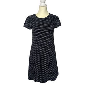 Maeve Polka Dot Short Sleeve Shift Dress Size XS Black White Casual Cute Chic
